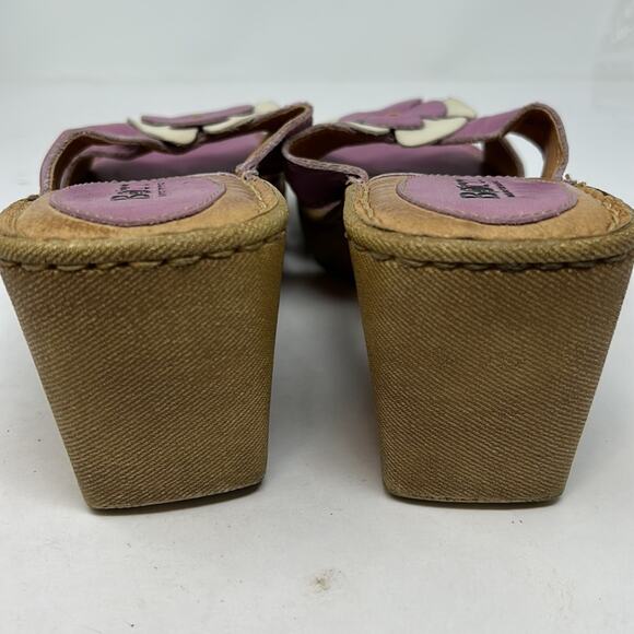 Born Women's Purple & White Leather Wedge Mule Slide Sandals Size 38 (8) - Picture 3 of 15